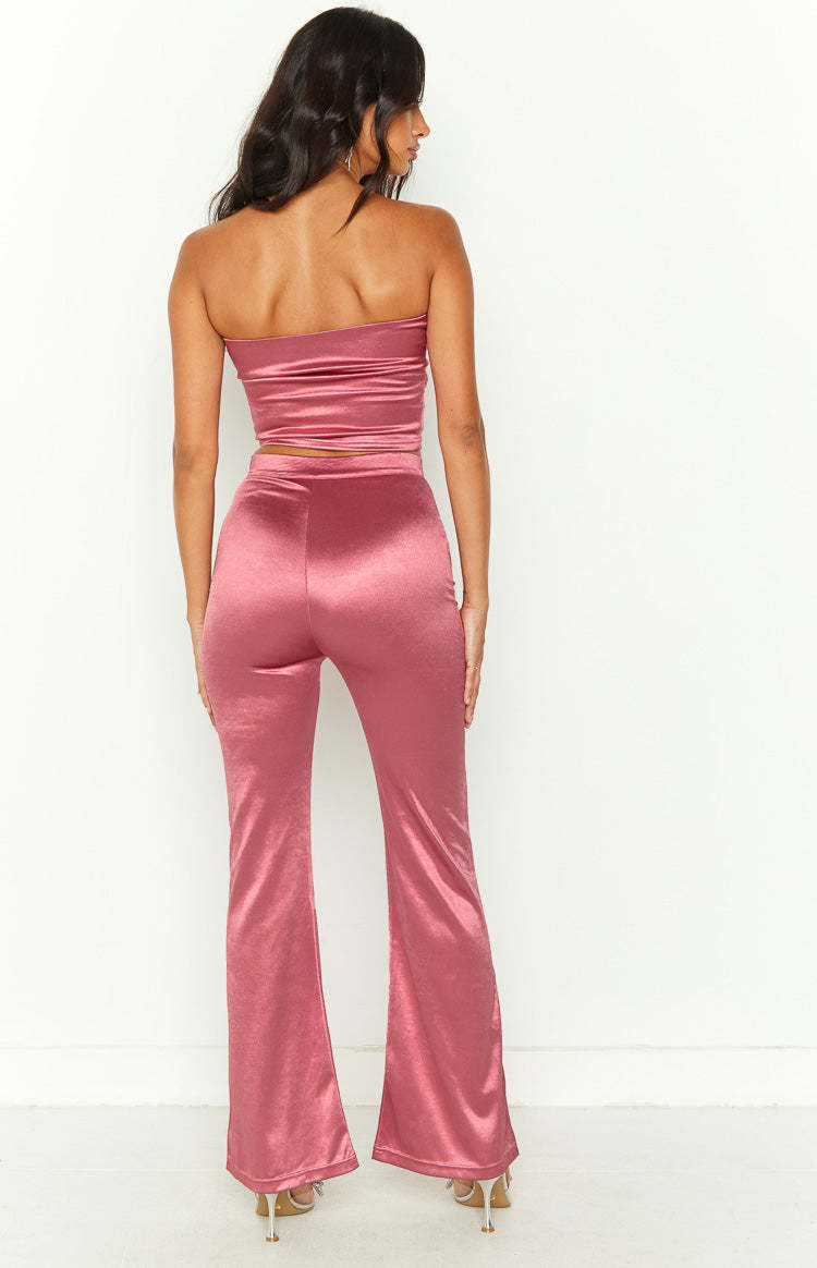 Indigo Pink High Waisted Flare Pants-Vavasi.All Rights Reserved.