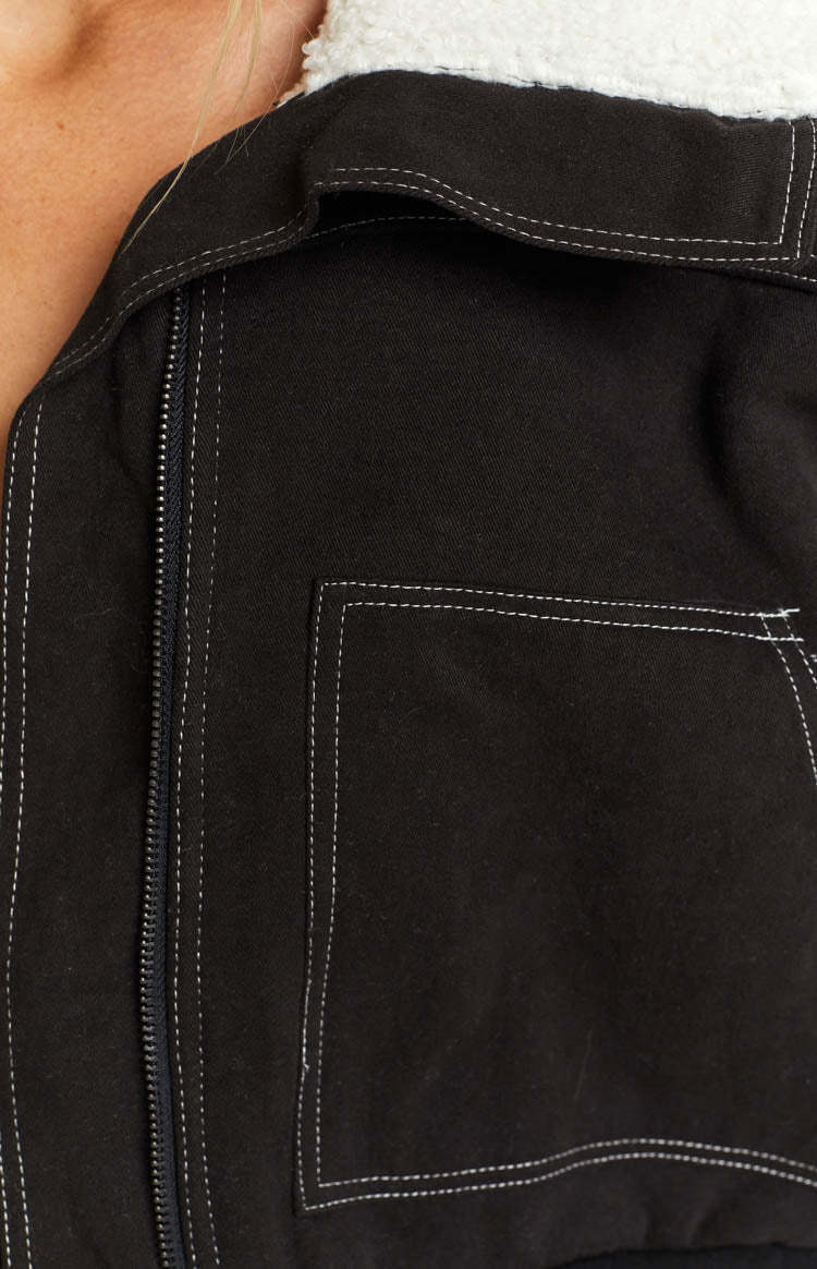 Indy Black Denim Sherpa Jacket-Vavasi.All Rights Reserved.