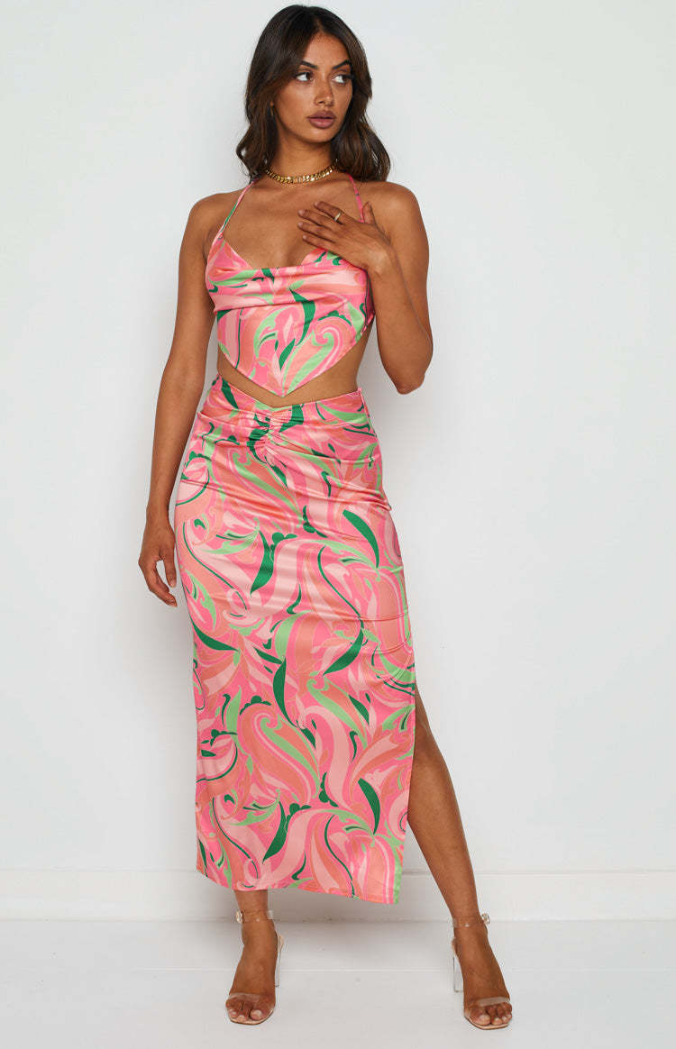 Ingrid Red Print Halter Top-Vavasi.All Rights Reserved.