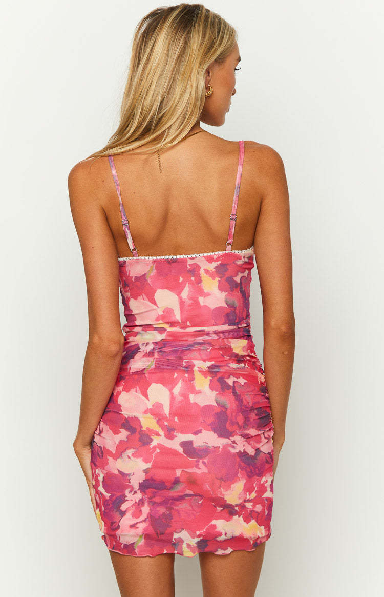 Ischia Pink Mesh Mini Dress-Vavasi.All Rights Reserved.