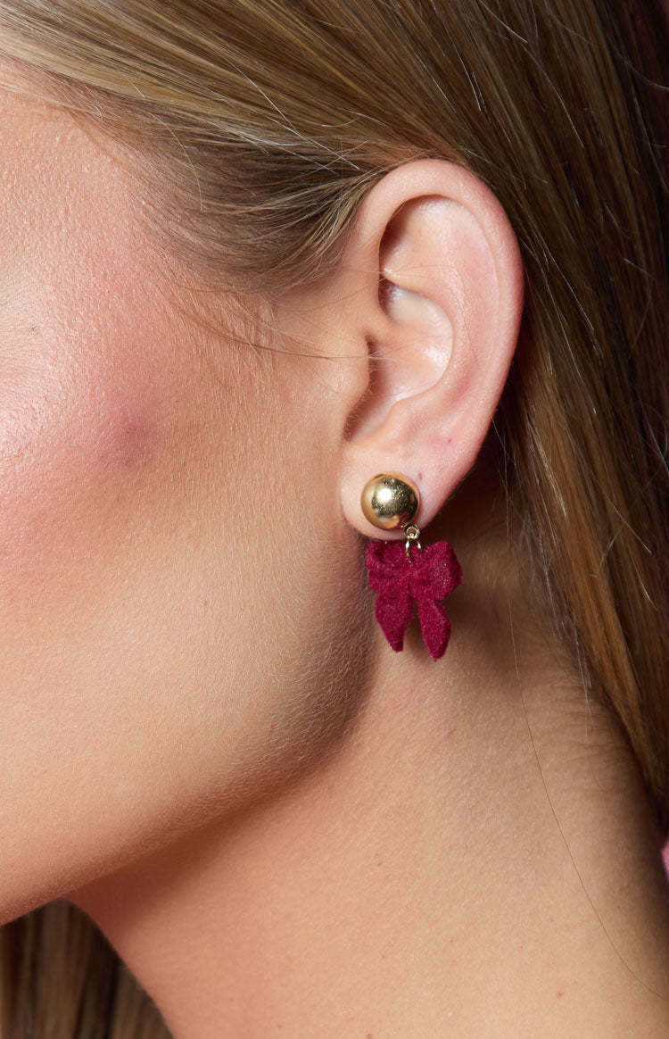 Isibel Red Bow Earrings (FREE over $110)-Vavasi.All Rights Reserved.