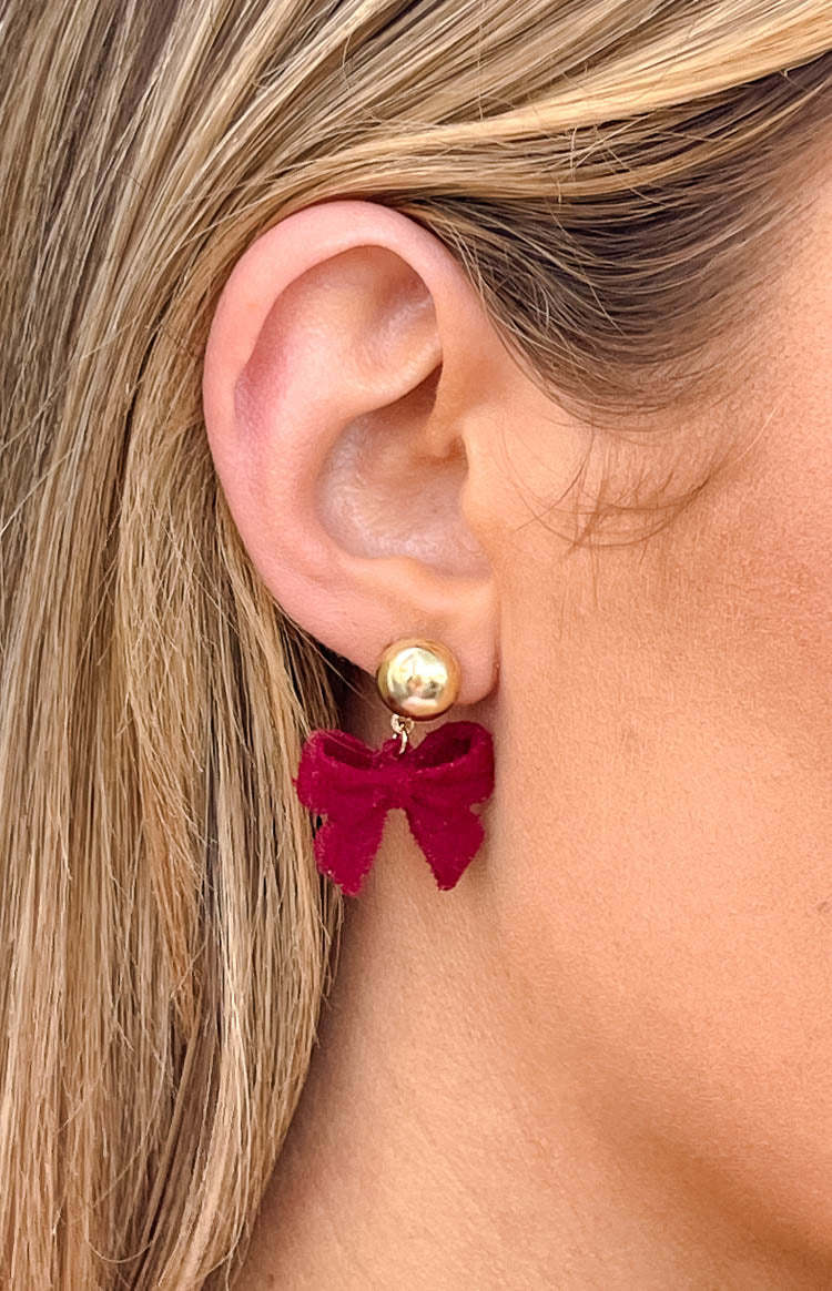 Isibel Red Bow Earrings (FREE over $110)-Vavasi.All Rights Reserved.