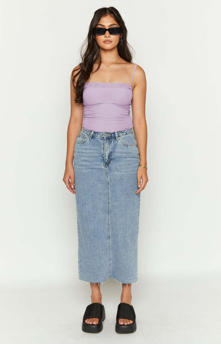 Isla Blue Denim Midi Skirt-Vavasi.All Rights Reserved.