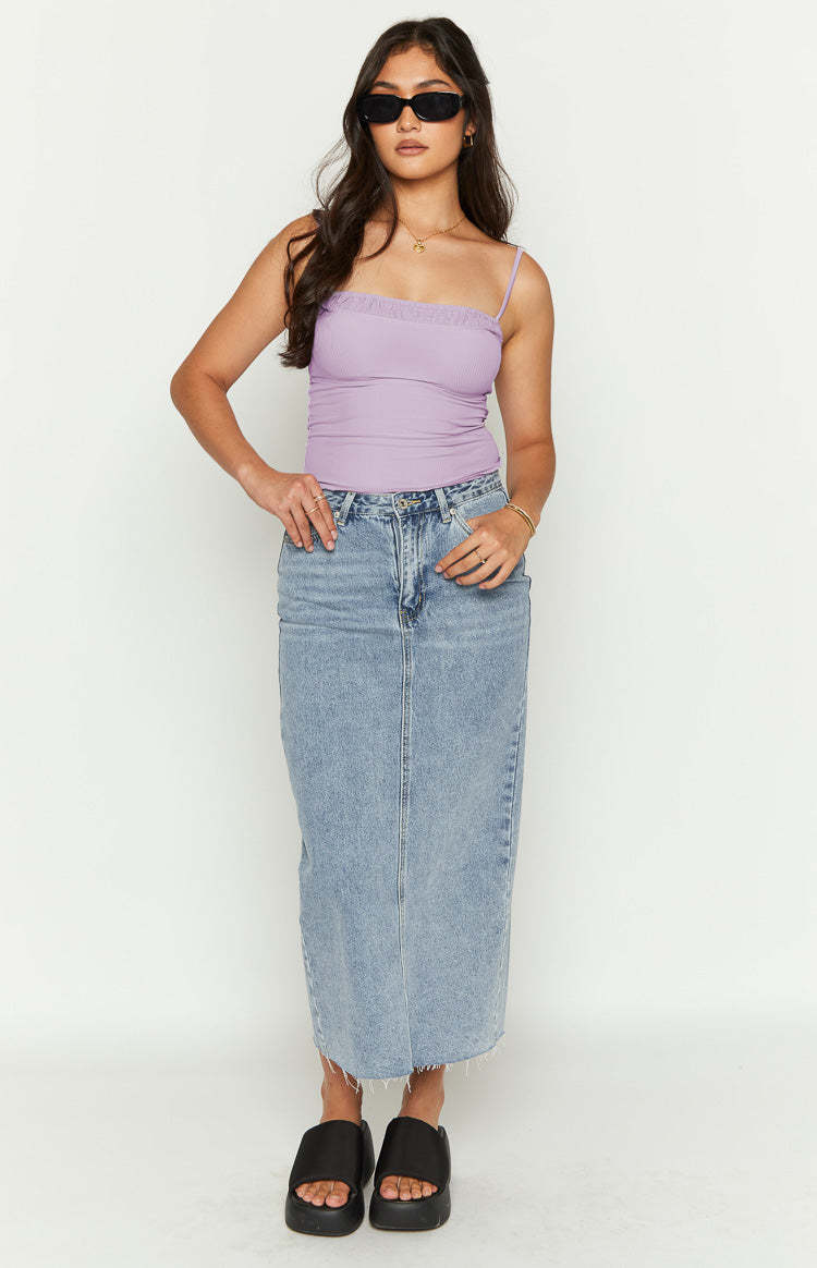 Isla Blue Denim Midi Skirt-Vavasi.All Rights Reserved.