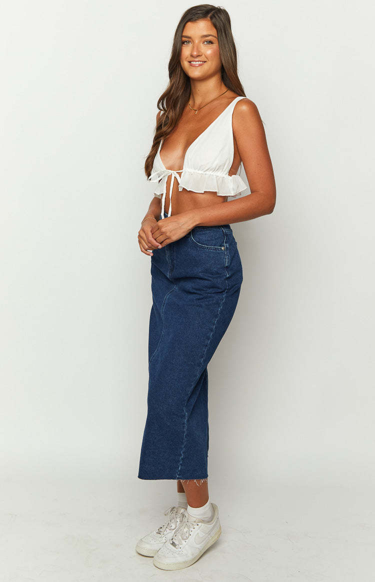 Isla Dark Denim Midi Skirt-Vavasi.All Rights Reserved.