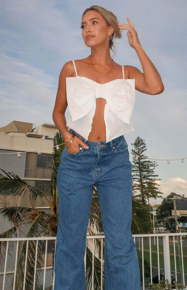 Isolde White Bow Crop Top-Vavasi.All Rights Reserved.