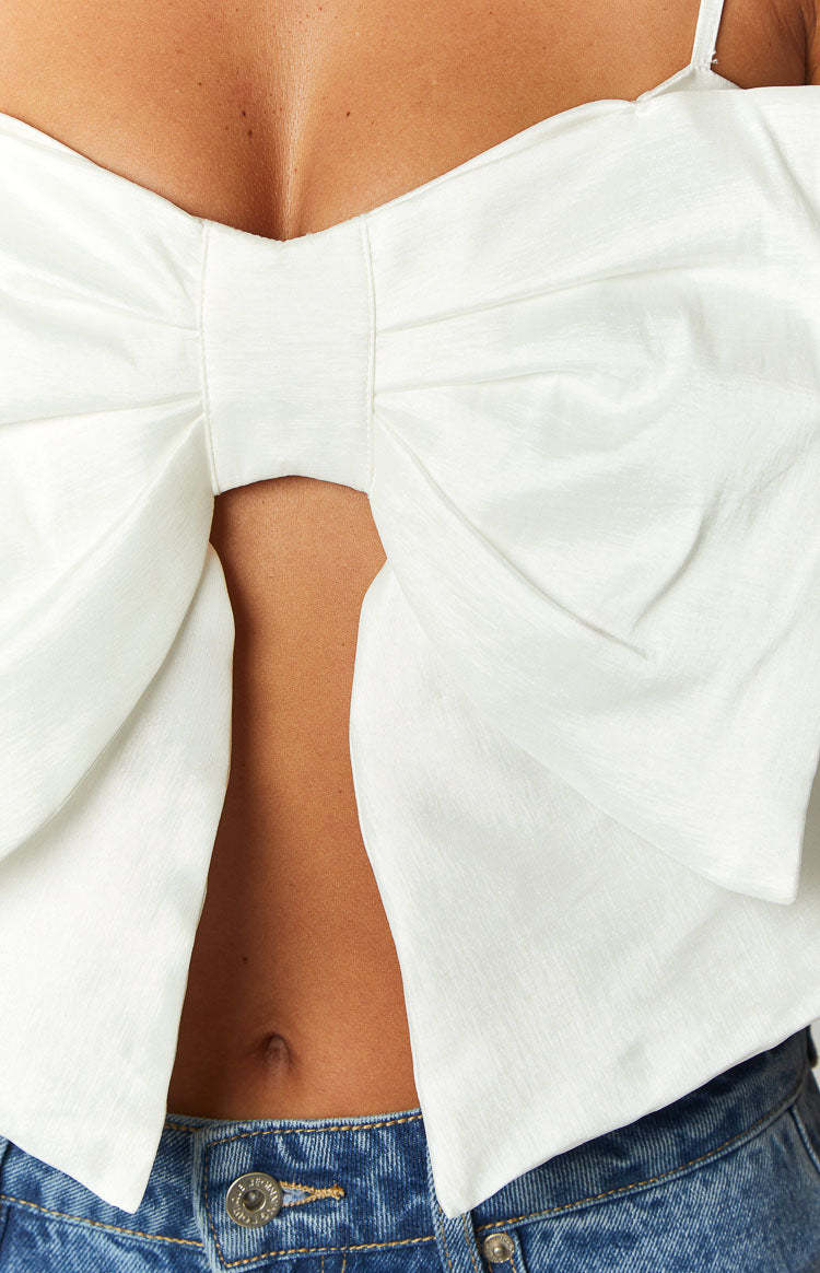 Isolde White Bow Crop Top-Vavasi.All Rights Reserved.