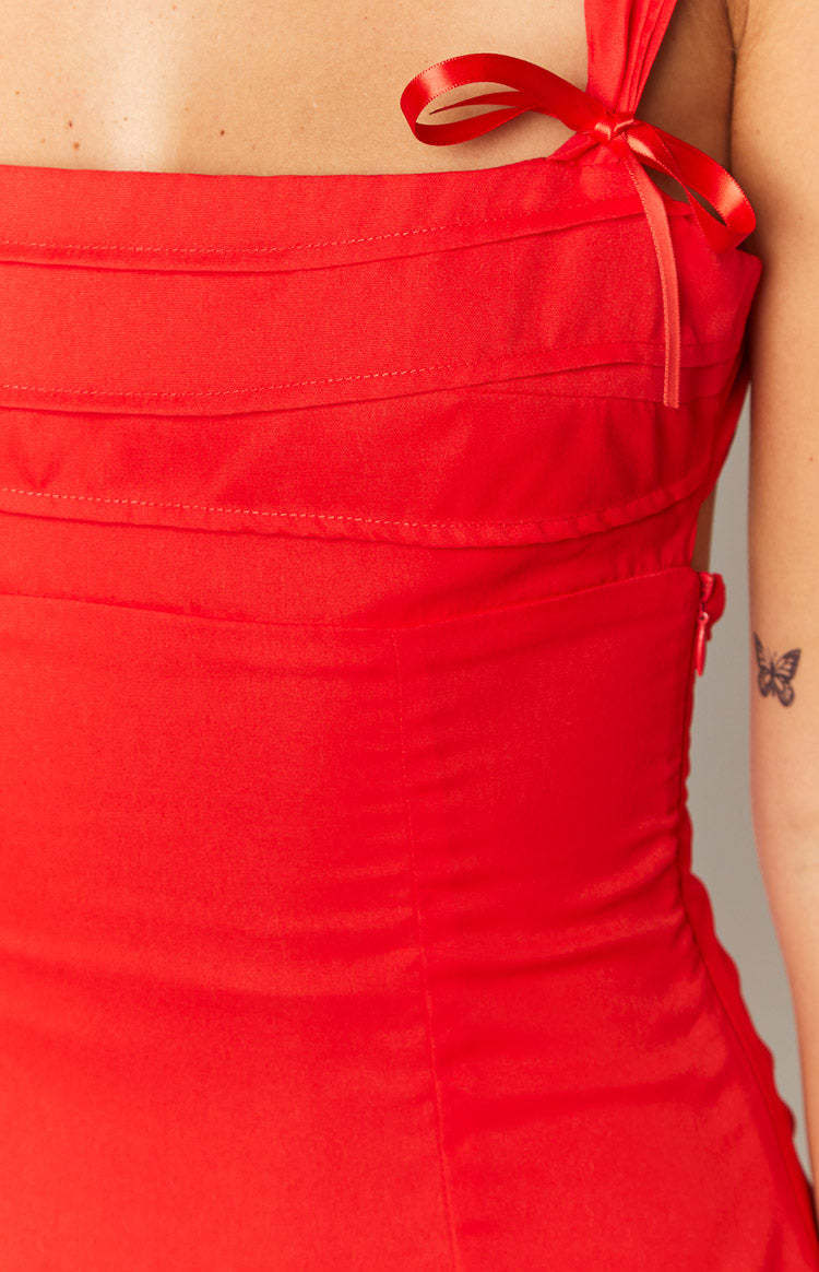 Layla Red Tie Back Mini Dress-Vavasi.All Rights Reserved.