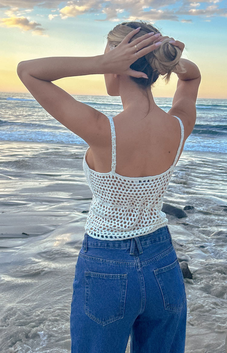 Ivory White Crochet Knit Top-Vavasi.All Rights Reserved.