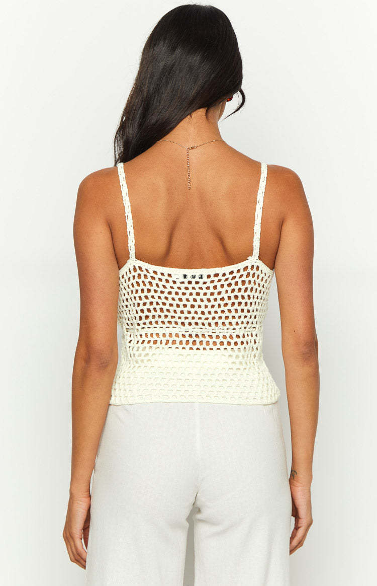 Ivory White Crochet Knit Top-Vavasi.All Rights Reserved.