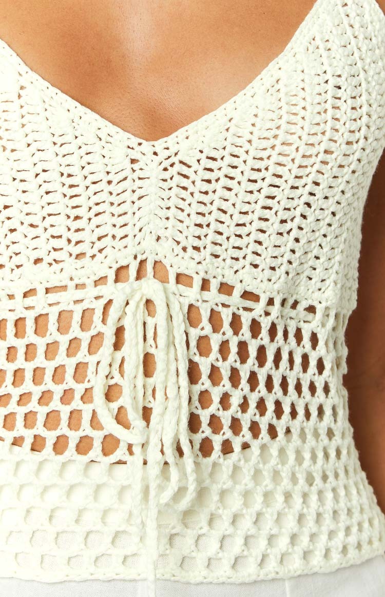 Ivory White Crochet Knit Top-Vavasi.All Rights Reserved.