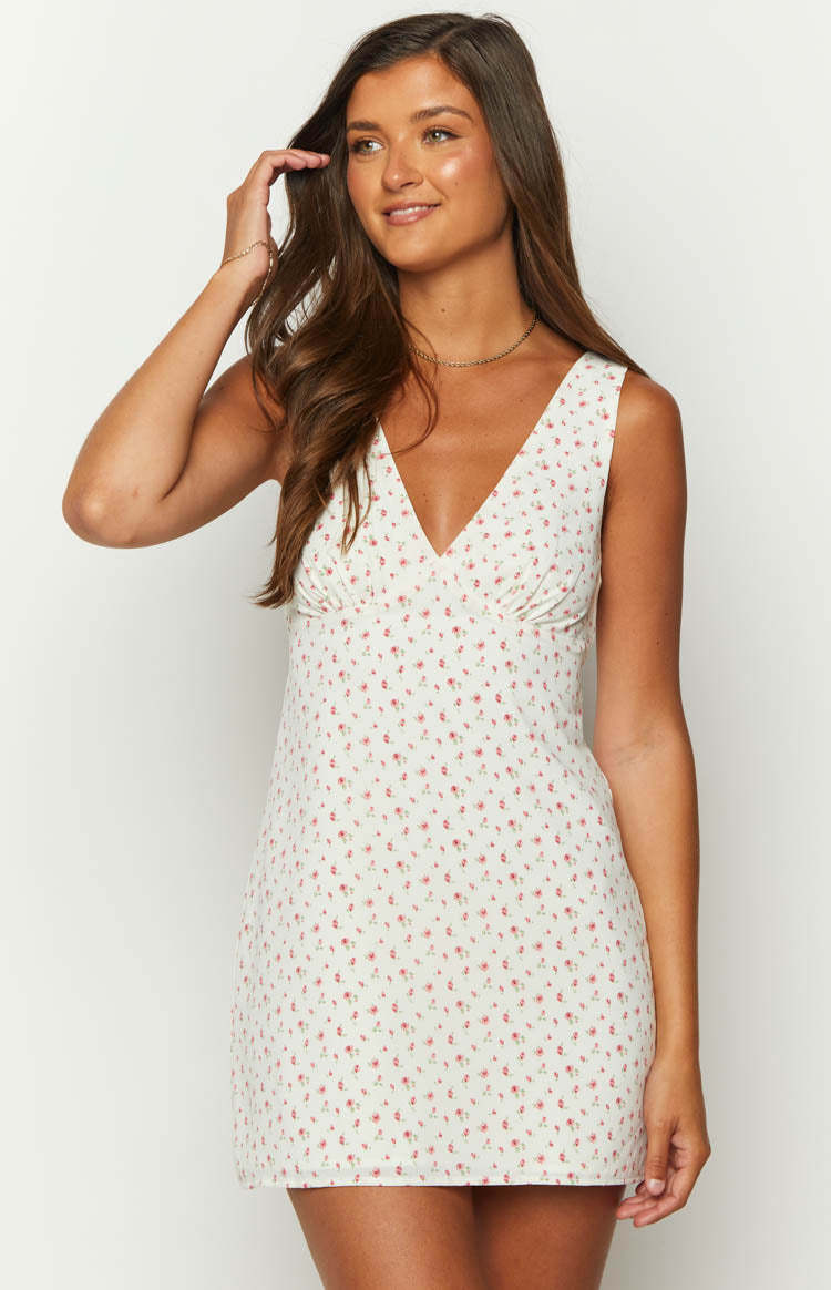 Ivy Rose Pink Floral Mini Dress-Vavasi.All Rights Reserved.