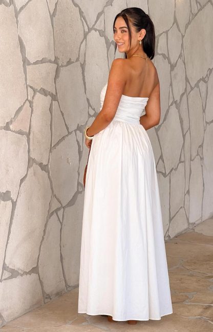 Josianne White Strapless Maxi Dress-Vavasi.All Rights Reserved.