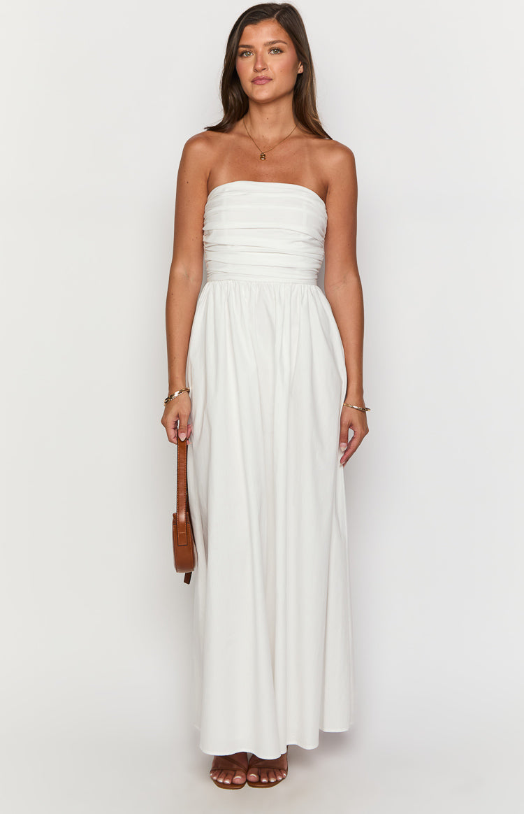 Josianne White Strapless Maxi Dress-Vavasi.All Rights Reserved.