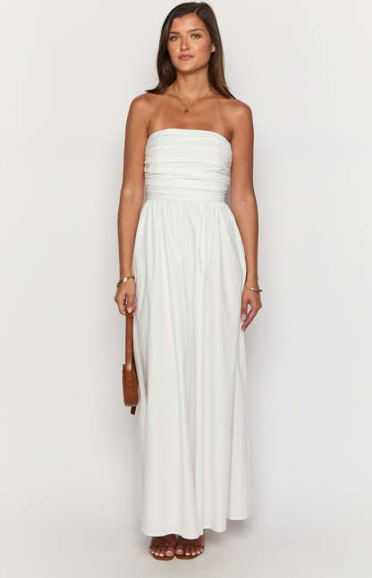 Josianne White Strapless Maxi Dress-Vavasi.All Rights Reserved.