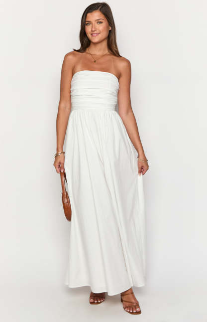 Josianne White Strapless Maxi Dress-Vavasi.All Rights Reserved.