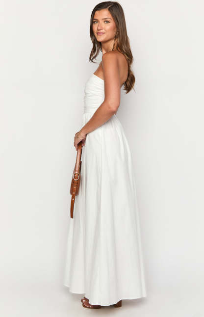 Josianne White Strapless Maxi Dress-Vavasi.All Rights Reserved.