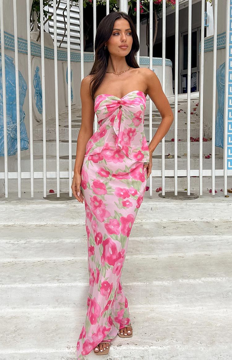 Jacqulin Pink Floral Print Maxi Skirt-Vavasi.All Rights Reserved.