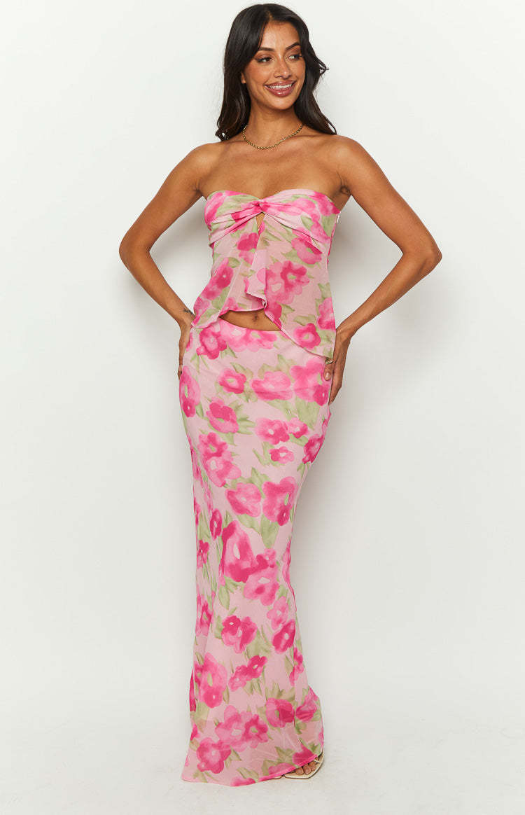 Jacqulin Pink Floral Print Maxi Skirt-Vavasi.All Rights Reserved.