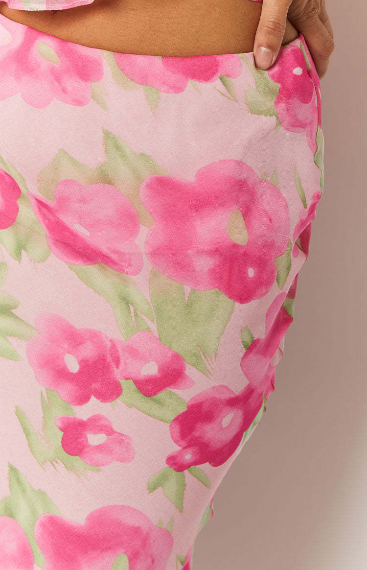 Jacqulin Pink Floral Print Maxi Skirt-Vavasi.All Rights Reserved.
