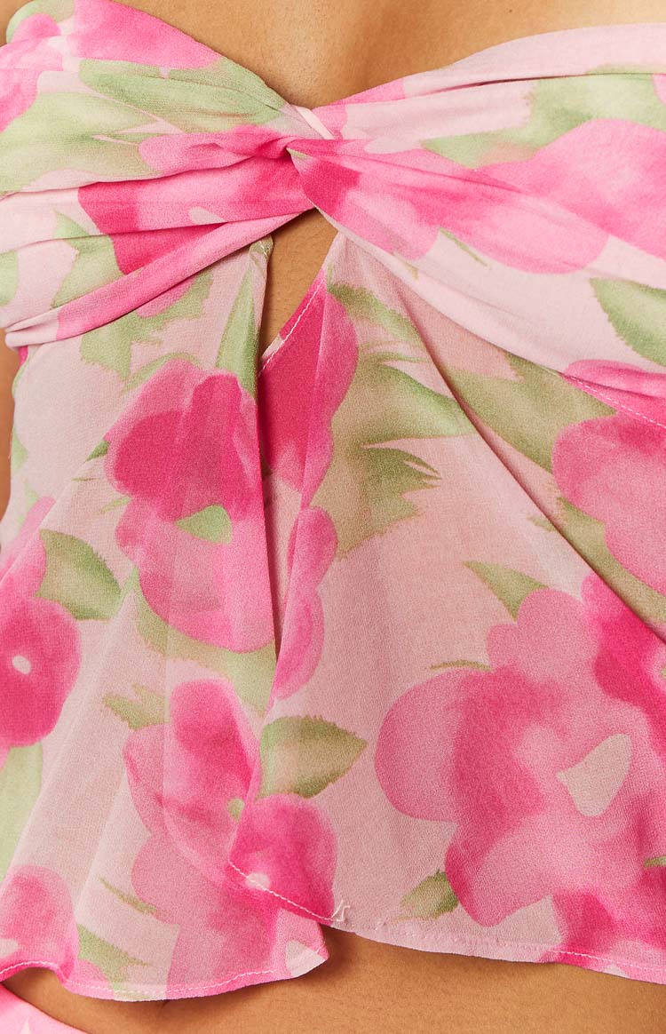 Jacqulin Pink Floral Print Strapless Top-Vavasi.All Rights Reserved.