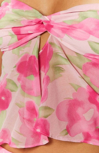 Jacqulin Pink Floral Print Strapless Top-Vavasi.All Rights Reserved.