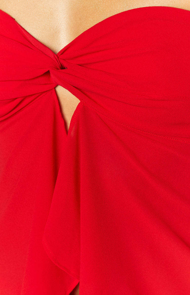 Jacqulin Red Strapless Top-Vavasi.All Rights Reserved.
