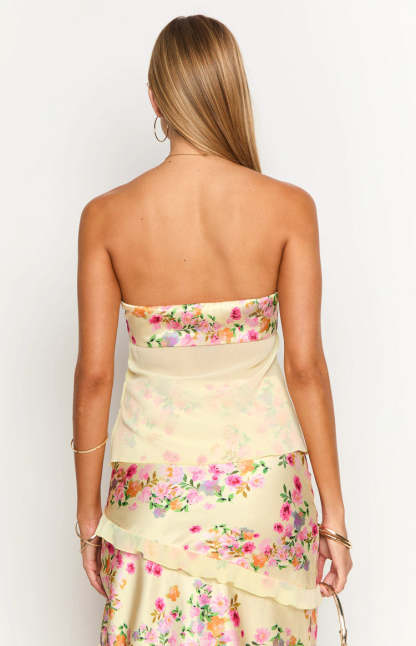 Jacqulin Yellow Bloom Strapless Top-Vavasi.All Rights Reserved.