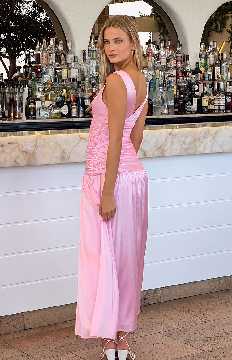 Jalyn Pink Gathered Maxi Dress-Vavasi.All Rights Reserved.