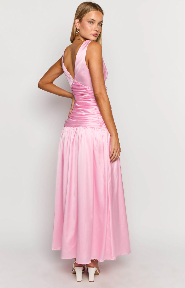 Jalyn Pink Gathered Maxi Dress-Vavasi.All Rights Reserved.