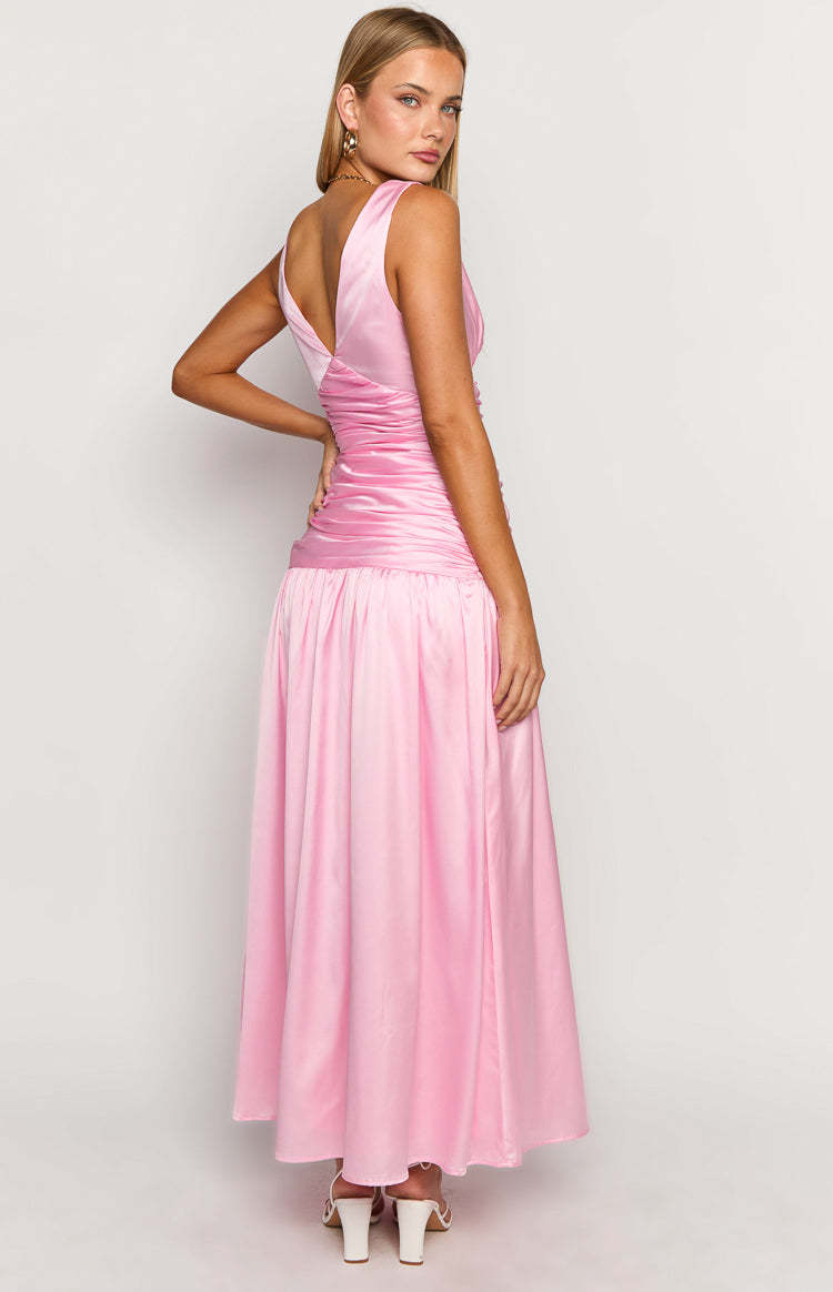 Jalyn Pink Gathered Maxi Dress-Vavasi.All Rights Reserved.