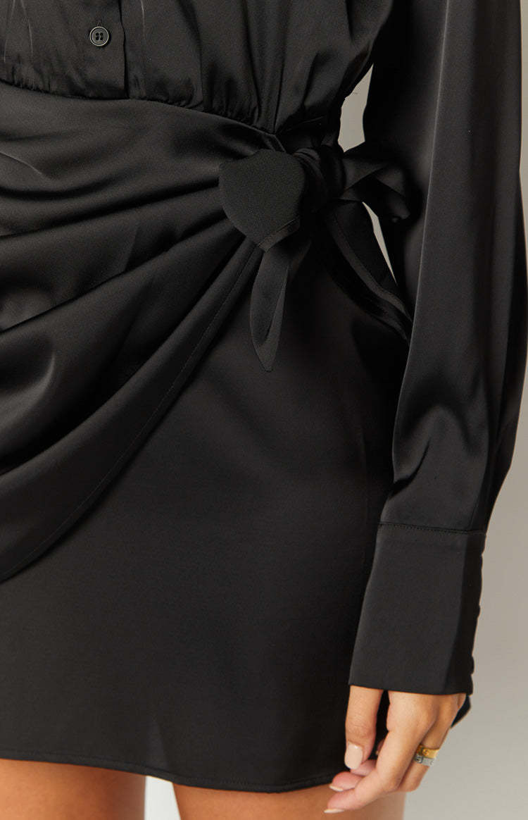 Jane Black Long Sleeve Mini Wrap Dress-Vavasi.All Rights Reserved.