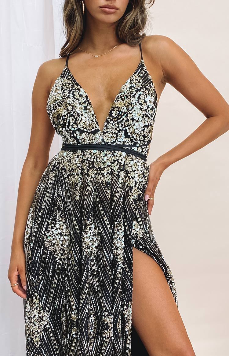 Jasmine Glitter Formal Dress Black-Vavasi.All Rights Reserved.
