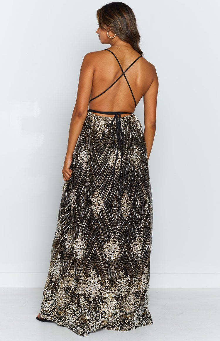 Jasmine Glitter Formal Dress Black-Vavasi.All Rights Reserved.