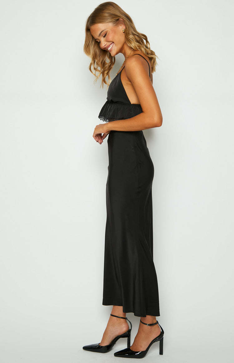 Jayde Black Lace Trim Maxi Skirt-Vavasi.All Rights Reserved.
