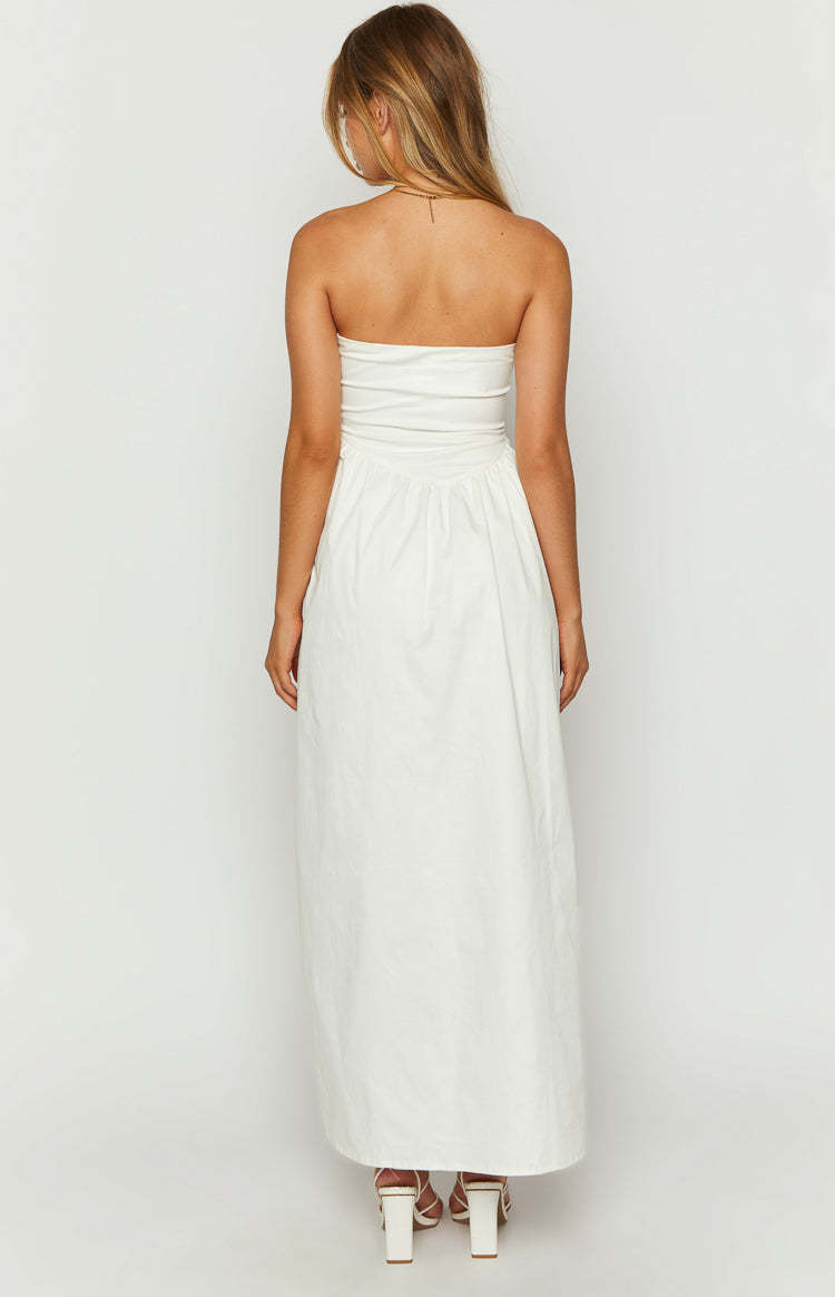 Jazlynn White Strapless Maxi Dress-Vavasi.All Rights Reserved.