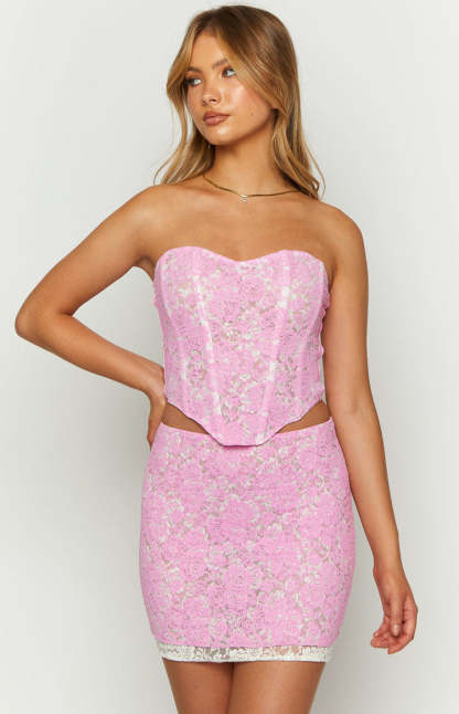 Jem Pink Lace Corset Top-Vavasi.All Rights Reserved.