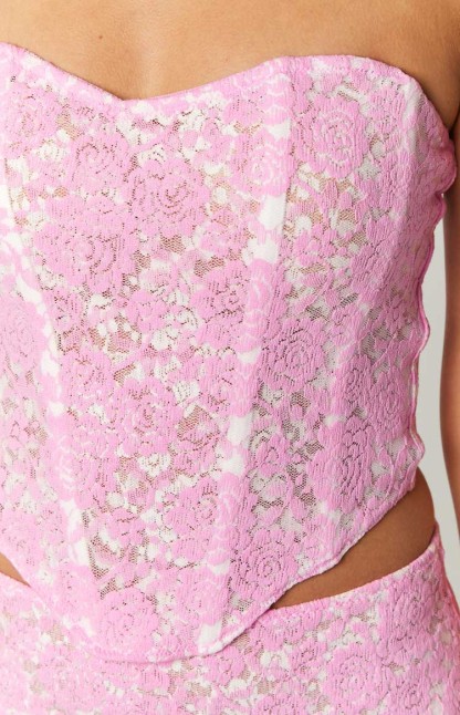Jem Pink Lace Corset Top-Vavasi.All Rights Reserved.