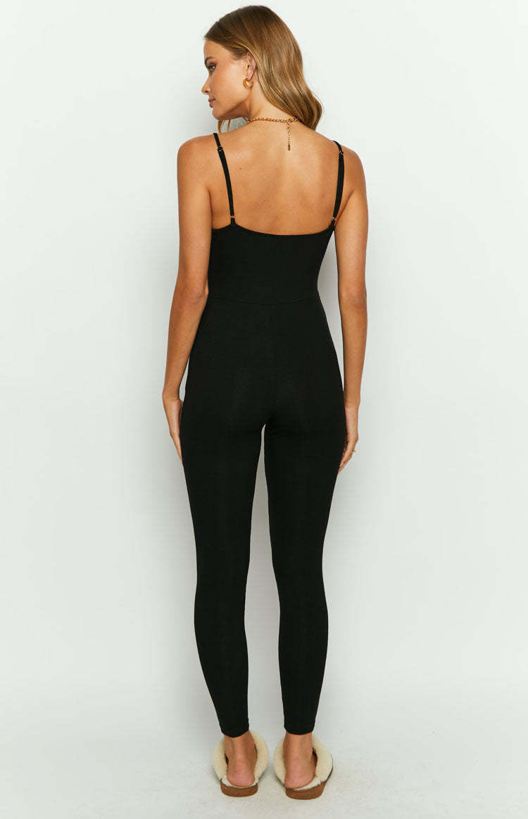 Jenner Black Rib Jumpsuit-Vavasi.All Rights Reserved.