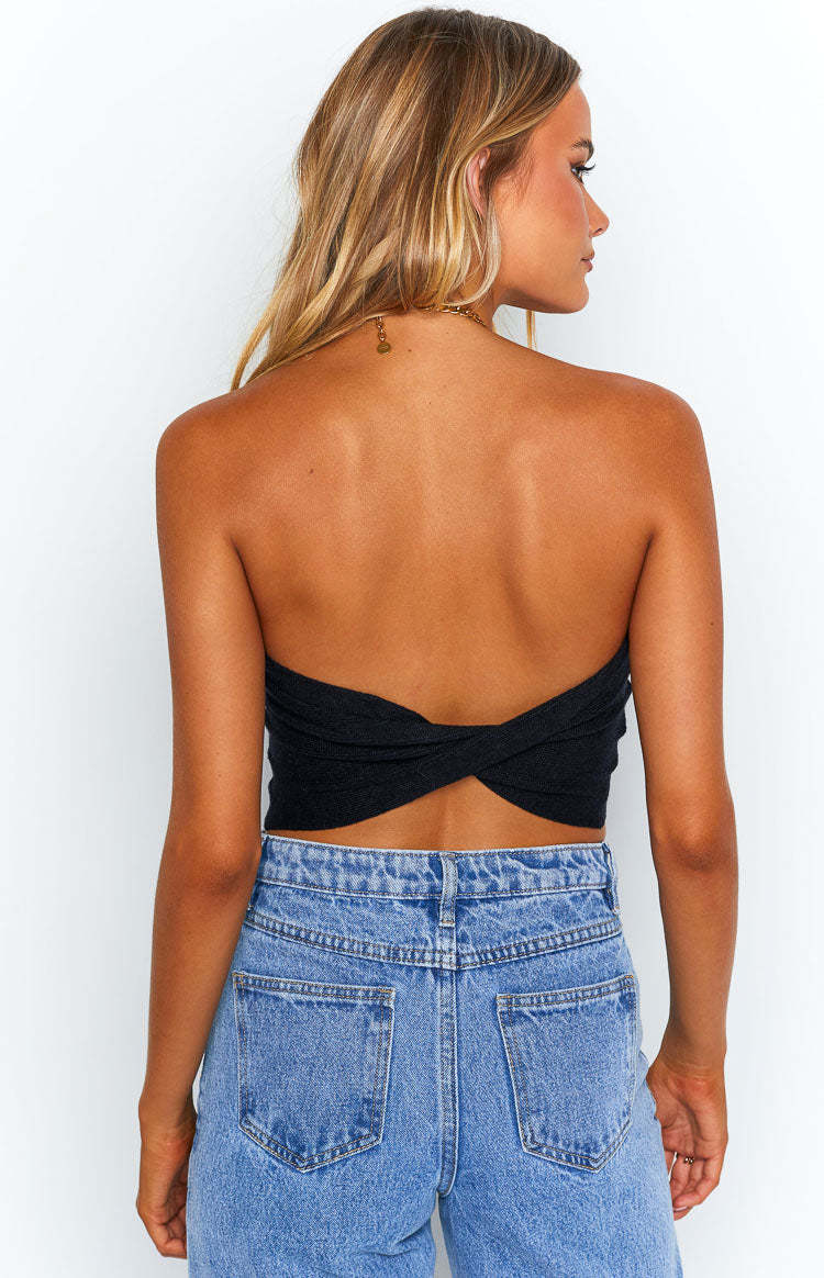Jessica Black Twist Front Bandeau Top-Vavasi.All Rights Reserved.
