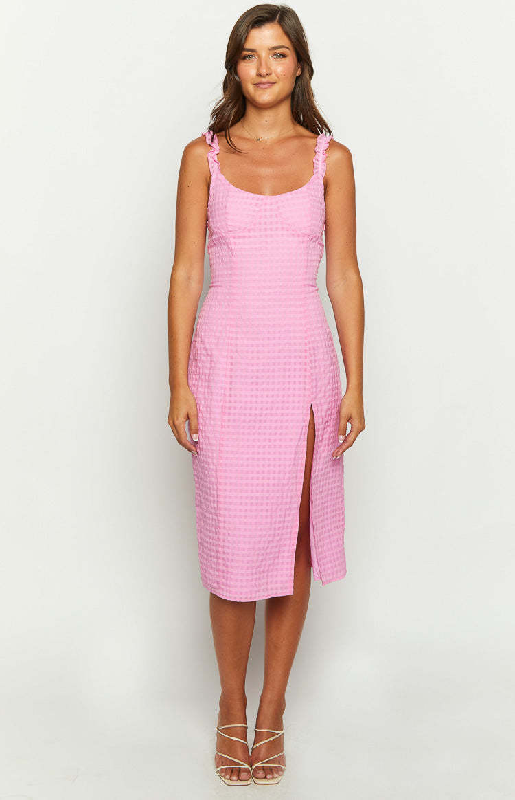 Jessie Pink Midi Dress-Vavasi.All Rights Reserved.