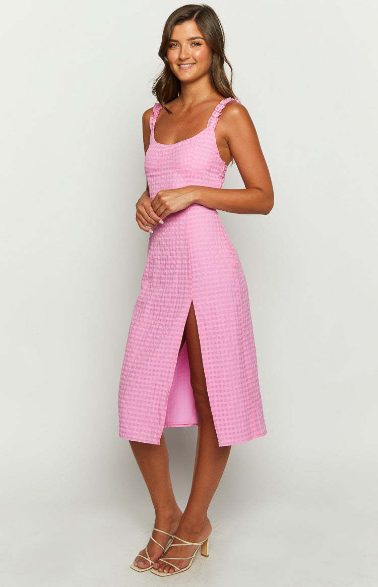 Jessie Pink Midi Dress-Vavasi.All Rights Reserved.