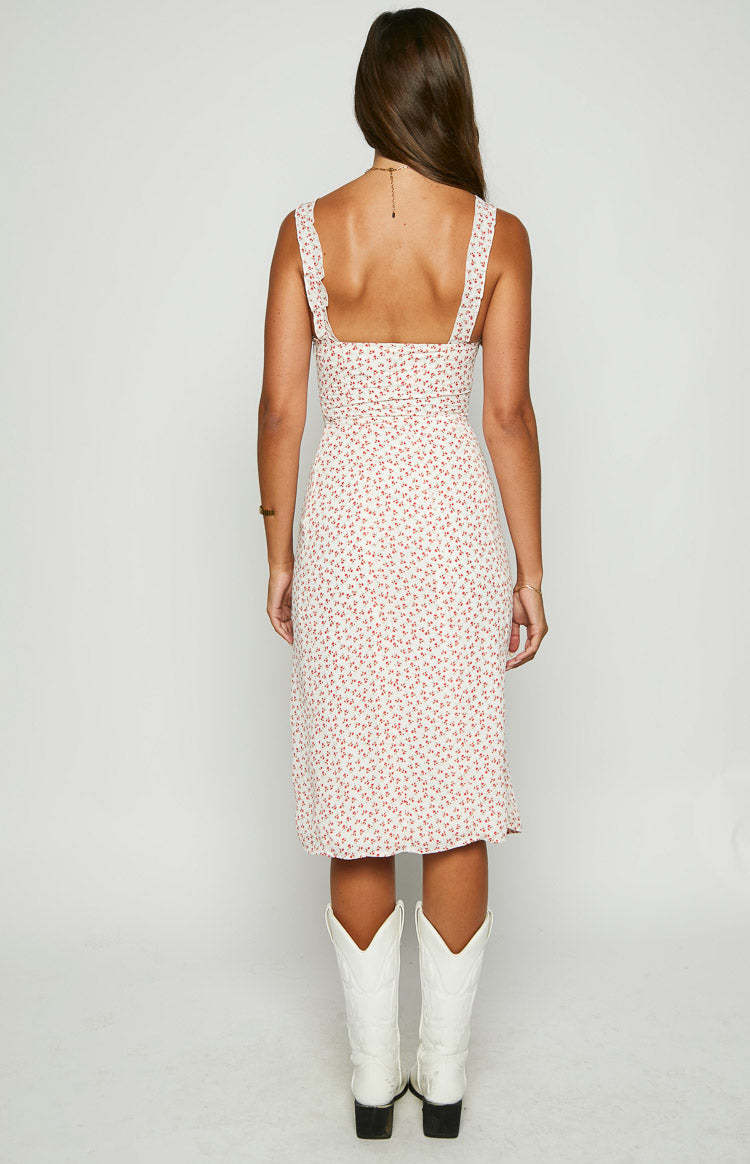 Jessie White Floral Midi Dress-Vavasi.All Rights Reserved.