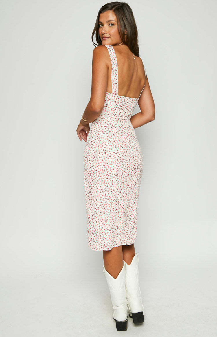 Jessie White Floral Midi Dress-Vavasi.All Rights Reserved.
