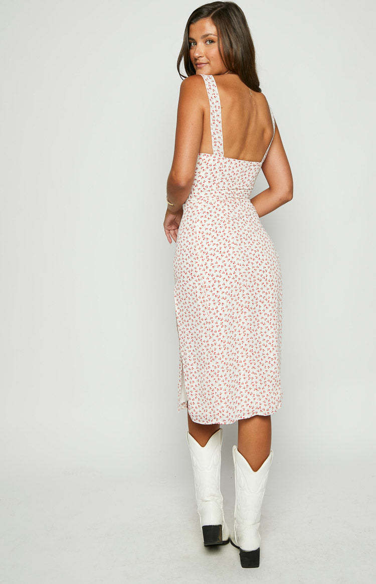 Jessie White Floral Midi Dress-Vavasi.All Rights Reserved.
