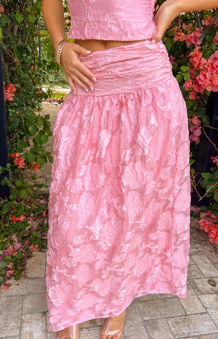 Jewel Pink Floral Maxi Skirt-Vavasi.All Rights Reserved.