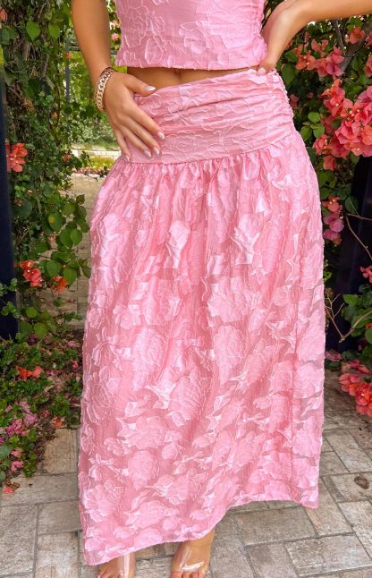 Jewel Pink Floral Maxi Skirt-Vavasi.All Rights Reserved.