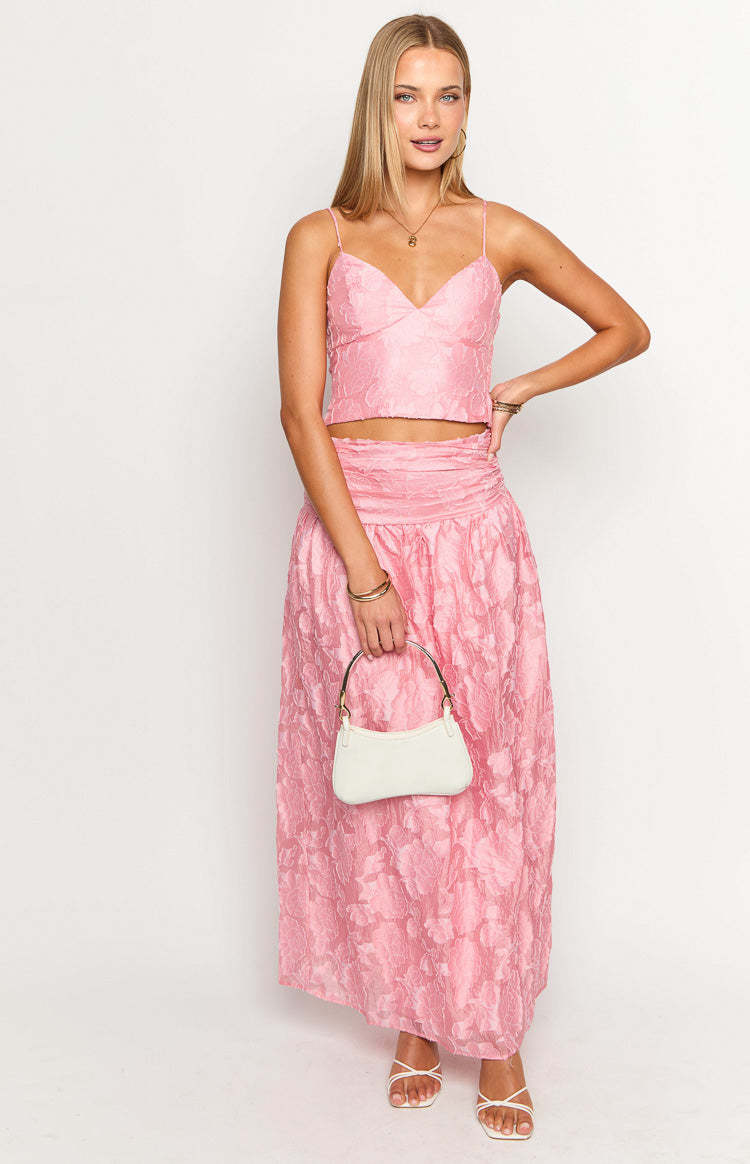 Jewel Pink Floral Maxi Skirt-Vavasi.All Rights Reserved.