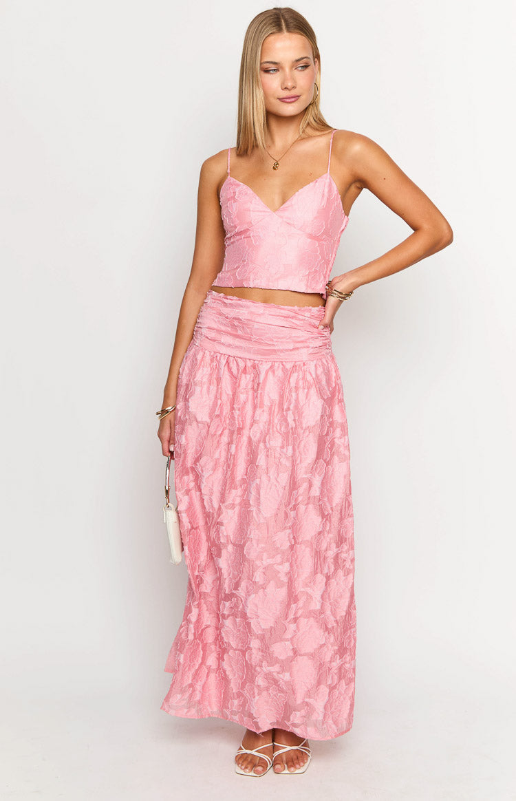 Jewel Pink Floral Maxi Skirt-Vavasi.All Rights Reserved.