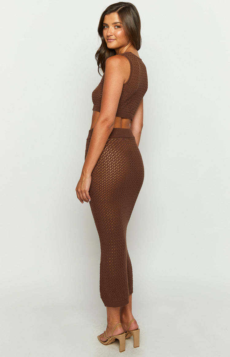 Jimmi Brown Knit Midi Skirt-Vavasi.All Rights Reserved.